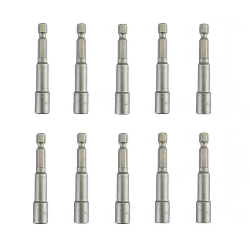 EMSTAR 10 PCS 1/4" Hex Shank Magnetic Power Nut Driver Bit Sets, 1/4 inch Quick Change Socket Nut Driver Bit Magnetic,Heavy Duty 1/4 Nut Driver Length 2.5 inche (65mm) - Image 1